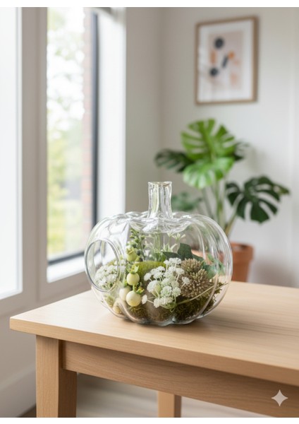 Balkabağı Tasarımlı Cam Terraryum - Evinize Doğanın Zarafeti