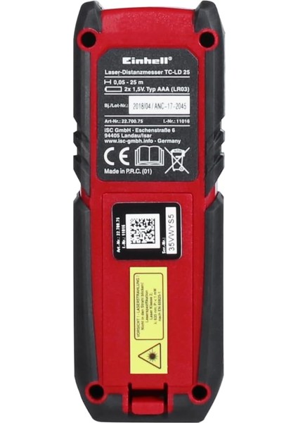 Lazer Ölçü Aleti Tc-Ld 25 (25 M’ye Kadar, Ön Ya Da Arka Kenar Referanslı Ölçüm, Sürekli Ölçü fırsatları