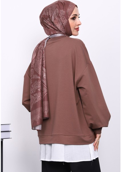 Koyuv Vizon Pilise Detaylı Bisiklet Yaka Sweatshirt fırsatları