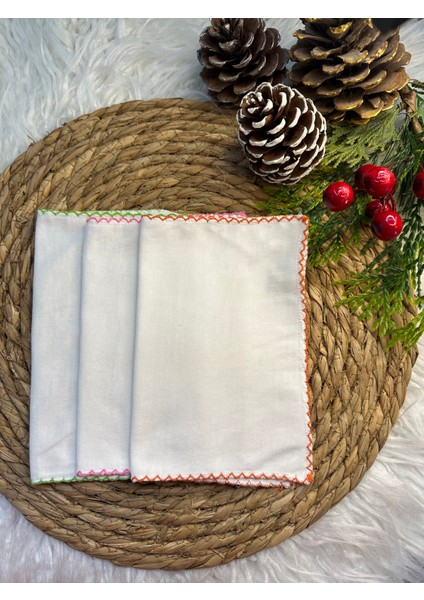 6'lı Bebek Ağız Mendili Oyalı