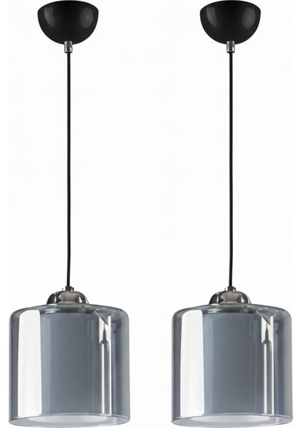 2 Adet Tekli Mika Çift Camlı Sarkıt Avize Çocukodası, Antre, Mutfak, Yatakodası