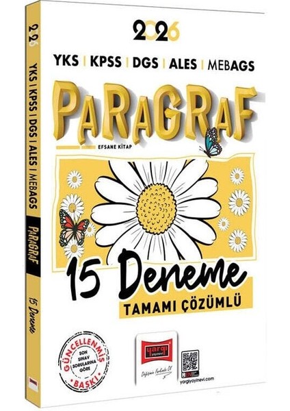 Yargı 2026 Kpss Meb-Ags Ales Dgs Yks Paragraf 15 Deneme Çözümlü Papatya Serisi Yargı Yayınları