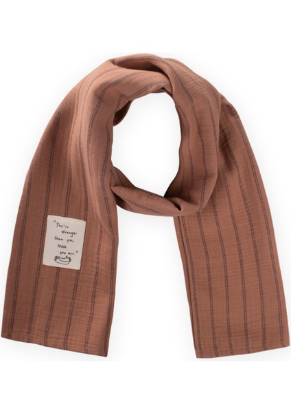 Çocuk Fular 25X140 cm Kahve Çift Çizgili