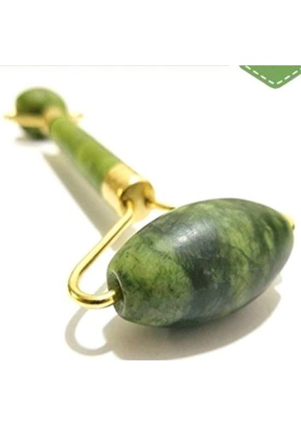 Özel Süngerli Kutusunda Kırılmaz Çift Taraflı 2li Cilt Yüz Masaj Aleti Jade Roller Yeşim Taş