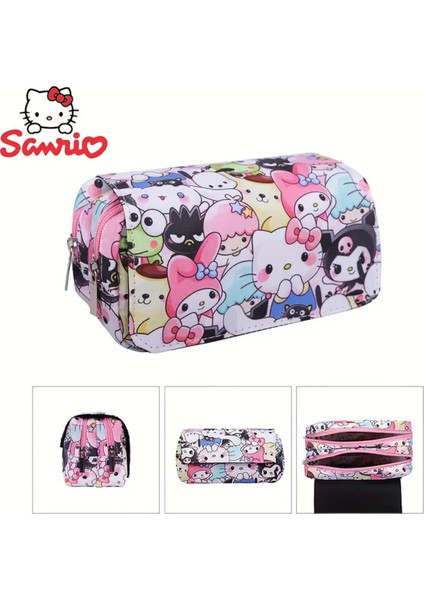 Çocuk Kalem Kutusu Kuromi Hello Kitty Figürlü Iki Bölmeli Çok Renkli KRM867486