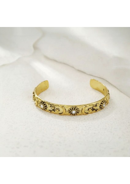 Güneş Ay Motifli Kelepçe Bileklik | Bohem Etnik Ayarlanabilir Bilezik Kadın fiyatları