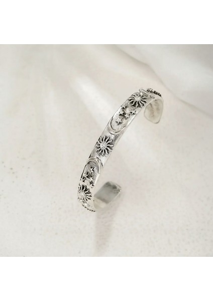 Güneş Ay Motifli Kelepçe Bileklik | Bohem Etnik Ayarlanabilir Bilezik Kadın modelleri