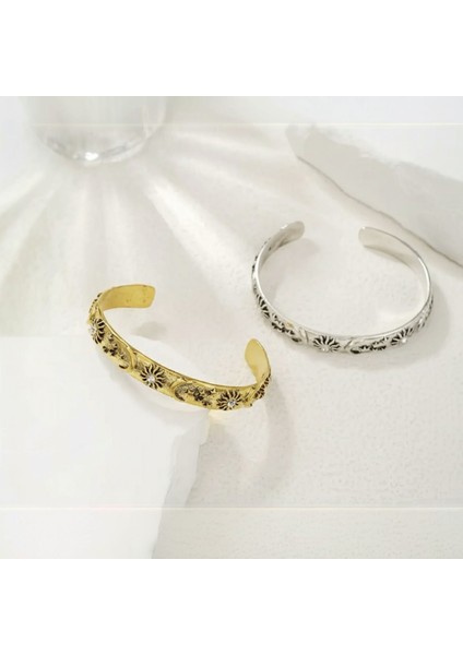 Güneş Ay Motifli Kelepçe Bileklik | Bohem Etnik Ayarlanabilir Bilezik Kadın fırsatları