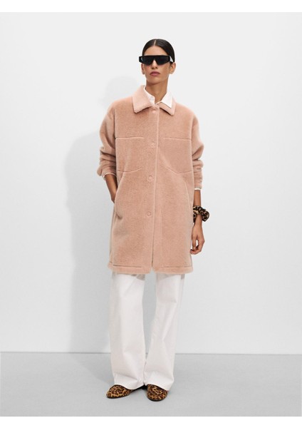 Kürk Görünümlü Cepli Uzun Kaban fiyatları