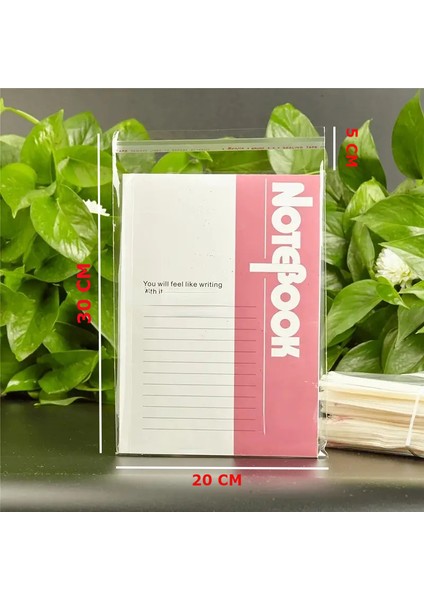 200 Adet 20X30 cm Bantlı Yapışkanlı Şeffaf Opp Jelatin Poşet ( 20X25+5)