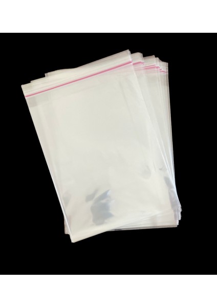 200 Adet 20X30 cm Bantlı Yapışkanlı Şeffaf Opp Jelatin Poşet ( 20X25+5)