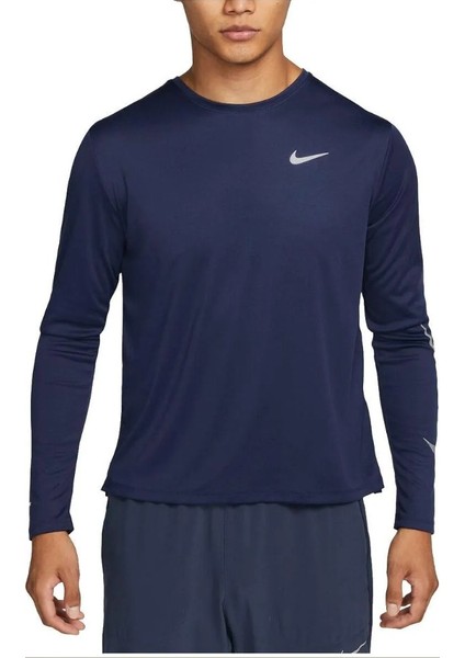 Dri-Fıt Miler Run Division Men's Flash Long-Sleeve Running DQ6493-410 Top - Midnight Navy Erkek Uzun Kollu Tişört modelleri