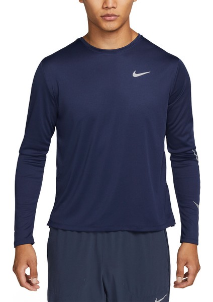 Dri-Fıt Miler Run Division Men's Flash Long-Sleeve Running DQ6493-410 Top - Midnight Navy Erkek Uzun Kollu Tişört indirimleri