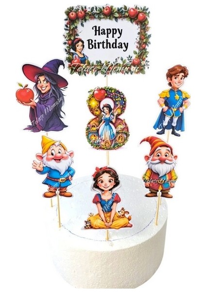 Pamuk Prenses Doğum Günü Konsepti ve Pasta Süsü - 8 Yaş Pamuk Prenses Pasta Süsü ve Doğum Günü