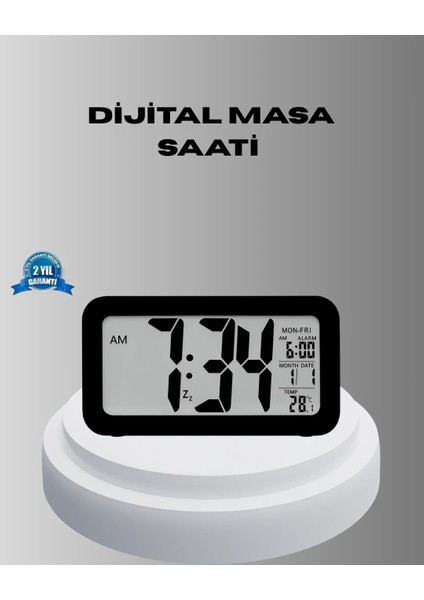 Dijital Masa Saati Sensörlü Aydınlatmalı Alarm ve Sıcaklık Ölçerli
