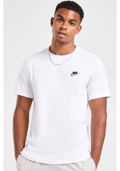 Sportswear Clup Pamuklu Beyaz Erkek Tişört