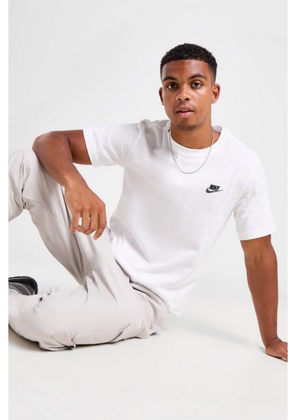 Sportswear Clup Pamuklu Beyaz Erkek Tişört fırsatları