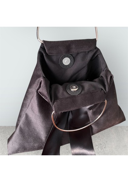 Siyah Nubuk Kumaş Çanta Fiyonklu Taşlı Metal Saplı Çanta fiyatları