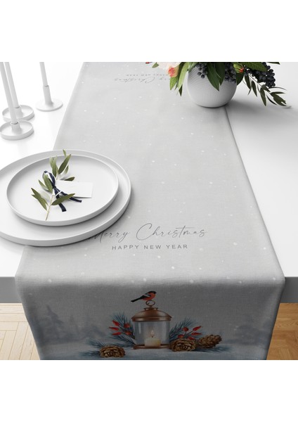 Dijital Baskılı Runner - Yılbaşı / Christmas Desenli - 140X40 cm