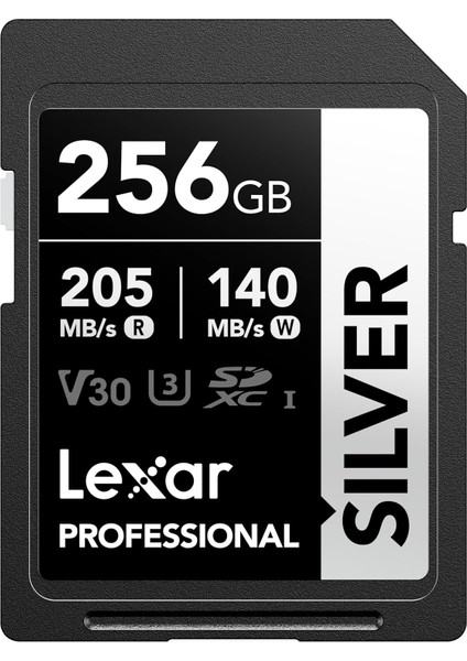 Profesyonel Silver Sd Kart 256 Gb, 205 Mb/s'ye Kadar Okuma, 140MB/S Yazma, Sdxc Uhs-I Hafıza K