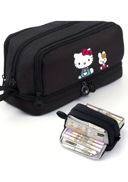 4 Bölmeli Geniş Kapasiteli Hello Kitty Figürlü Kalem Kutusu AD10656