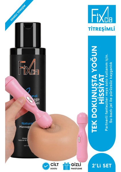 Natural Jel 150 ml + Mini Titreşimli Vibratör – Yoğun Hissiyat ve Uzun Deneyim 2’li Set