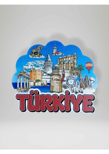 Türkiye Temalı Kabartmalı Polyester Magnet Buzdolabı Süsü 7,5cm x 6,5cm (KOD:974)