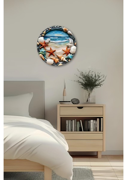 3D Görünümlü Temperli Cam Tablo – Deniz Kabuğu ve Yıldızı Temalı Duvar Süsü Uv Baskı 33X33 CM-CDS074 fırsatları