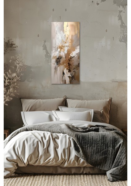 Temperli Cam Dik Tablo 30X60 cm Ebadında Hd Uv Baskı – Bej ve Altın Soyut Desen - DCT009 indirimleri