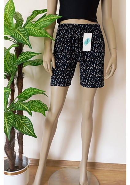 Kadın Çiçek Desenli Yumuşak Pamuklu Penye Şort indirimleri