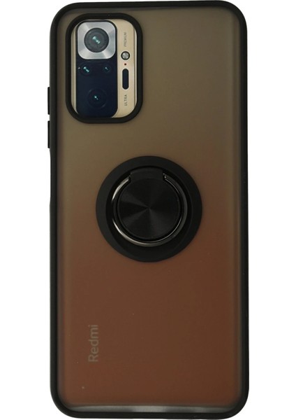 Xmpdby Newface Xiaomi Redmi Note 10 Kılıf Montreal Yüzüklü Silikon Kapak - Siyah