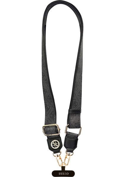 Orjinal Lisanslı Taşlı 4g Metal Logolu Çapraz Vücut Telefon Askı Kayışı 150CM Siyah