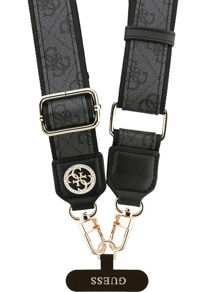 Orjinal Lisanslı Taşlı 4g Metal Logolu Çapraz Vücut Telefon Askı Kayışı 150CM Siyah modelleri