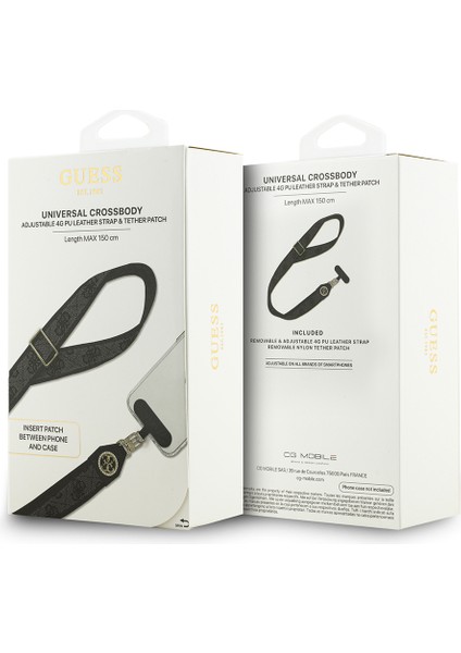 Orjinal Lisanslı Taşlı 4g Metal Logolu Çapraz Vücut Telefon Askı Kayışı 150CM Siyah indirimleri