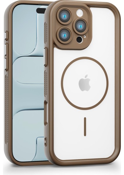 iPhone 16 Pro Max Uyumlu Kamera Korumalı Magsafe Wireless Şarj Özellikli Mat Silikon Haki Renkli Silikon Telefon Kılıfı