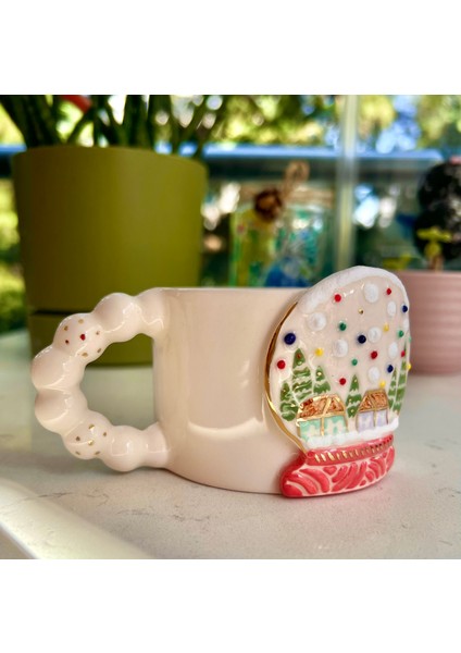 El Yapımı Seramik Gerçek 24K Altın Dekorlu Kar Küresi Kupa fiyatları