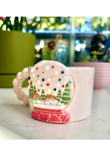 El Yapımı Seramik Gerçek 24K Altın Dekorlu Kar Küresi Kupa modelleri