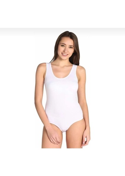 Kadın Elastan Geniş Askılı Beyaz Badi Çıtçıtlı Badi – %94 Pamuk %6 Elastan