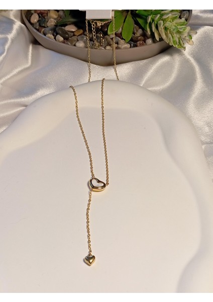 14 K Kaplama Detaylı Dekolte Çelik Kolye