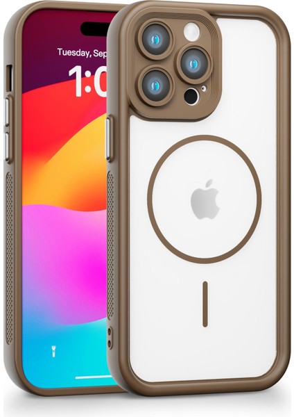 iPhone 13 Pro Max Uyumlu Kamera Korumalı Magsafe Wireless Şarj Özellikli Mat Silikon Haki Renkli Silikon Telefon Kılıfı