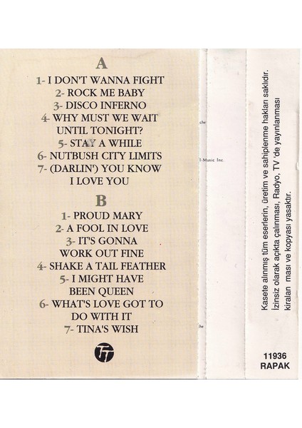 Tina* – What's Love Got To Do With It Dikkat Kaset fiyatları