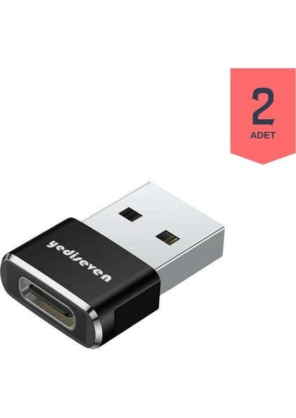 USB A To Type C Dönüştürücü Adaptör Yeni Nesil Şarj Kablo Çevirici Siyah 2 Adet