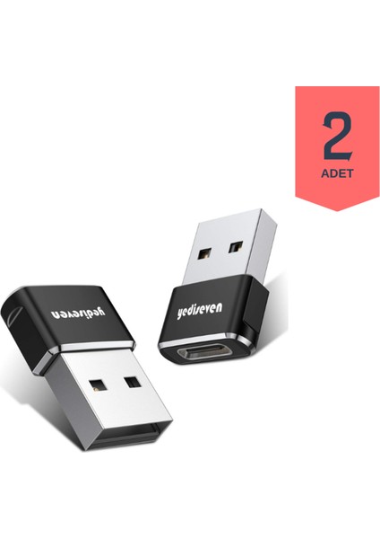 USB A To Type C Dönüştürücü Adaptör Yeni Nesil Şarj Kablo Çevirici Siyah 2 Adet fiyatları