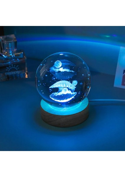 Kişiye Özel Işıklı Ahşap Kaideli Istiridye Cam Küre 8cm*6cm fiyatları