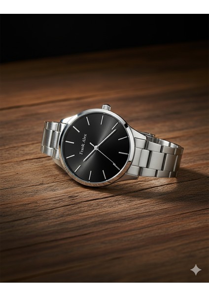 Erkek Kol Saati Gümüş Renk, Siyah Kadran - Şık Metal Kordon, 2 Yıl Garantili fiyatları