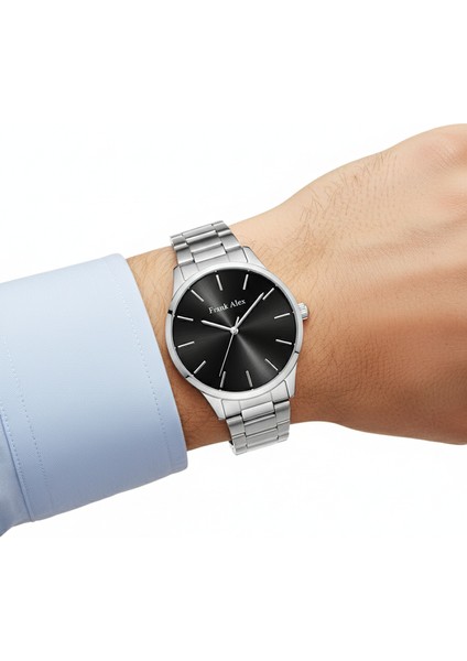 Erkek Kol Saati Gümüş Renk, Siyah Kadran - Şık Metal Kordon, 2 Yıl Garantili modelleri