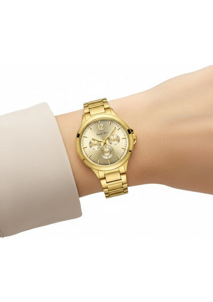 Kadın Kol Saati Altın Renk, Altın Kadran - Şık Metal Kordon, 2 Yıl Garantili modelleri