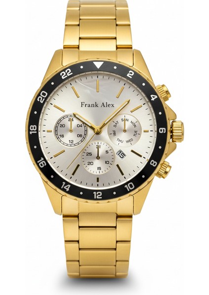 Erkek Kol Saati Altın ve Siyah Renk, Gümüş Kadran - Şık Metal Kordon, 2 Yıl Garantili