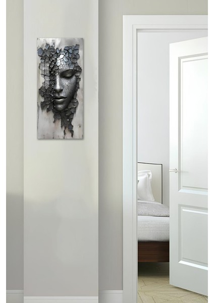 Kırık Yüz Heykel Temalı Temperli Cam Dik Tablo 30X60 cm Uv Baskı - DCT058 fırsatları