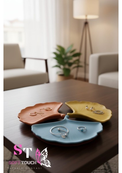 Soft Dekoratif Yaprak Tabak Üçlü Set